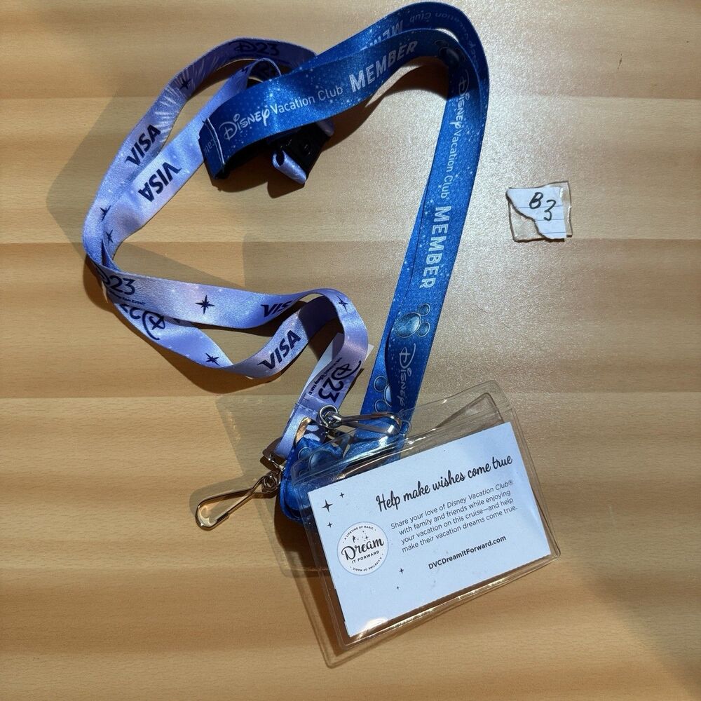 2 Disney Lanyards Vacation Club D23 Visa Blue Purple Accessory New